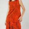 PRE-ORDER -  Denim-Style Vest Top with Contrast Patch Back Pockets in Stonewash (Pictured in Mandarine Dye)
