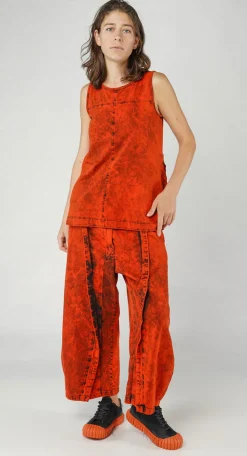 PRE-ORDER -  Denim-Style Vest Top with Contrast Patch Back Pockets in Stonewash (Pictured in Mandarine Dye)