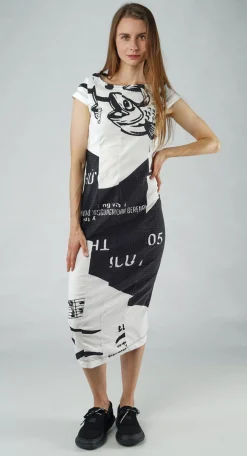 PRE-ORDER - Fitted Dress in Navy Print (Pictured in Black Print)