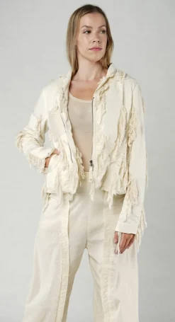 PRE-ORDER - Fitted Shredded Jacket in Greige