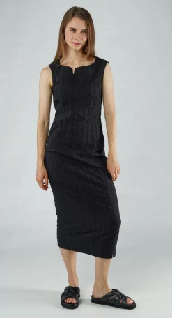 PRE-ORDER - Fitted Sleeveless Dress in Offwhite (Pictured in Black)