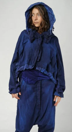 PRE-ORDER - Hooded Dipped Back Jacket in Ocean Dye