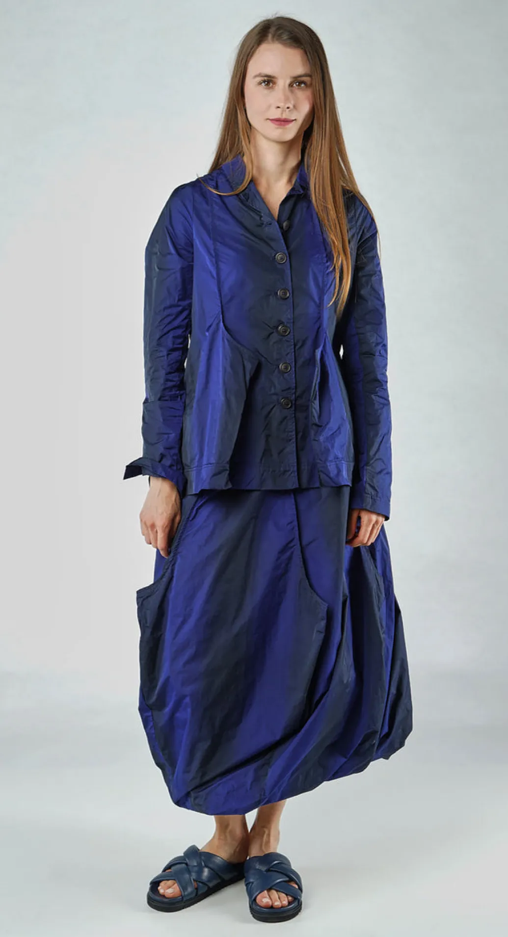 PRE-ORDER - Jacket with Feature Pleats in Black Navy