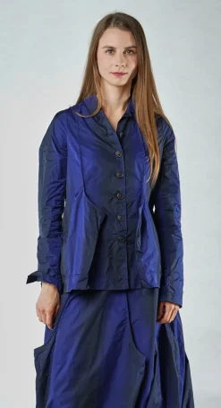PRE-ORDER - Jacket with Feature Pleats in Black Navy