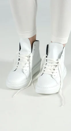 PRE-ORDER - Lace Up High Top Pumps in Black (Pictured in Offwhite)