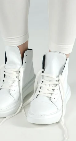 PRE-ORDER - Lace Up High Top Pumps in Black (Pictured in Offwhite)