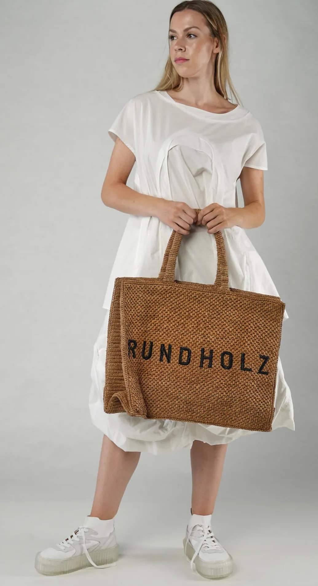 PRE-ORDER - Large Raffia Tote Bag in Black (Pictured in The)