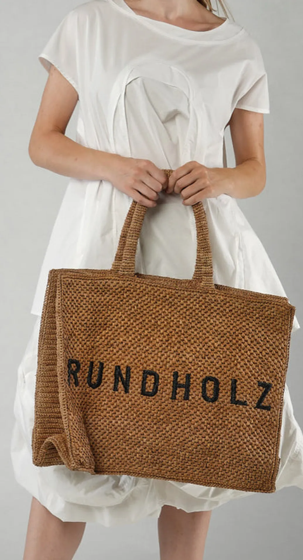 PRE-ORDER - Large Raffia Tote Bag in Black (Pictured in The)