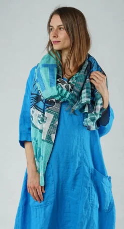 PRE-ORDER - Lightweight Cotton Scarf in Navy Print (Pictured in Colorful)