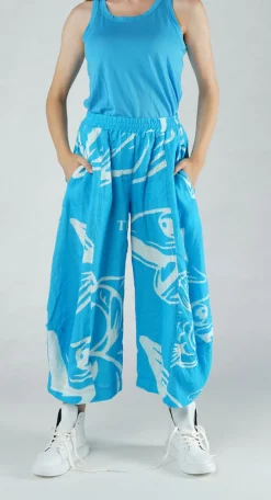 PRE-ORDER - Linen Balloon Trousers in Navy Print (Pictured in Malibu Print)