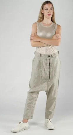 PRE-ORDER -  Linen Drop Crotch Trousers in Black Sparkle (Pictured in Dust Sparkle)