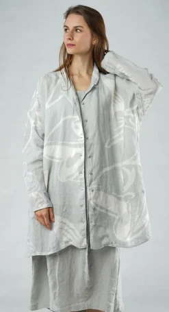 PRE-ORDER - Linen Shirt Dress in Malibu (Pictured in Grey Print)