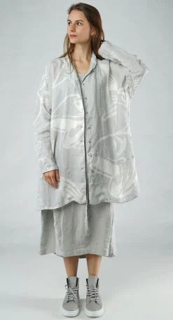 PRE-ORDER - Linen Shirt Dress in Malibu (Pictured in Grey Print)