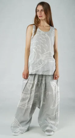 PRE-ORDER - Linen Vest Top in Black Print (Pictured in Grey Print)