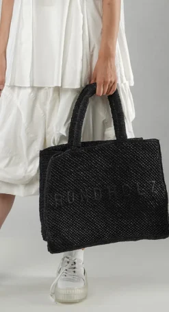 PRE-ORDER -  Medium Raffia Tote in The (Pictured in Black)