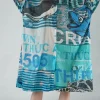 PRE-ORDER - Oversized Lightweight Shirt Dress in Navy Print (Pictured in Colorful)