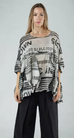 PRE-ORDER - Oversized Lightweight Cotton Top in Navy Print (Pictured in Black Print)