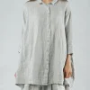 PRE-ORDER - Oversized Linen Shirt in Black (Pictured in Grey)