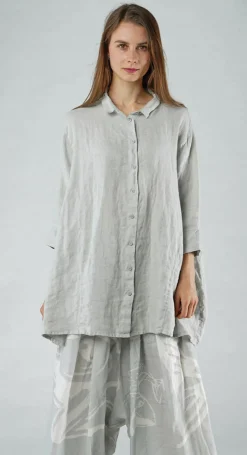 PRE-ORDER - Oversized Linen Shirt in Black (Pictured in Grey)