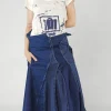 PRE-ORDER - Panelled Denim Skirt in Mandarine Dye (Pictured in Stonewash)