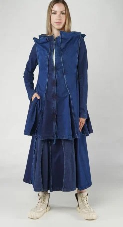 PRE-ORDER - Panelled Denim Coat in Mandarine Dye (Pictured in Stonewash)