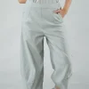 PRE-ORDER - Pull On Balloon Trousers in Navy Print (Pictured in Grey Check)