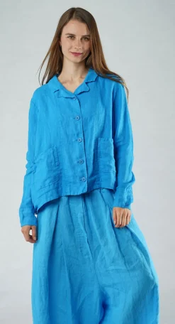 PRE-ORDER - Relaxed Linen Jacket in Navy (Pictured in Malibu)