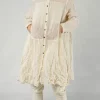 PRE-ORDER - Sheer Crinkled Shirt Dress in Semi Bleach Paper (Pictured in Greige Paper)