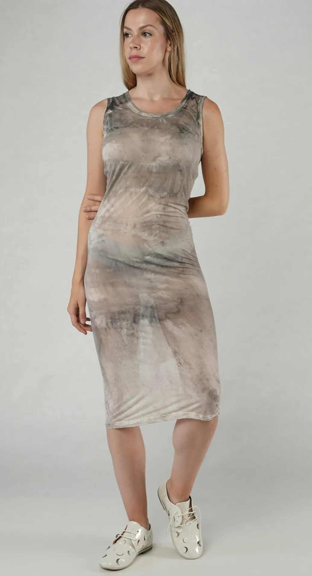 PRE-ORDER - Sheer Print Dress in Asteroid Pigment