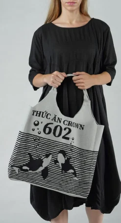 PRE-ORDER - Shopper Bag in Navy Offwhite (Pictured in Grey Black)