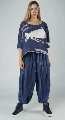 PRE-ORDER - Short Pullover in Black Print (Pictured in Navy Print)