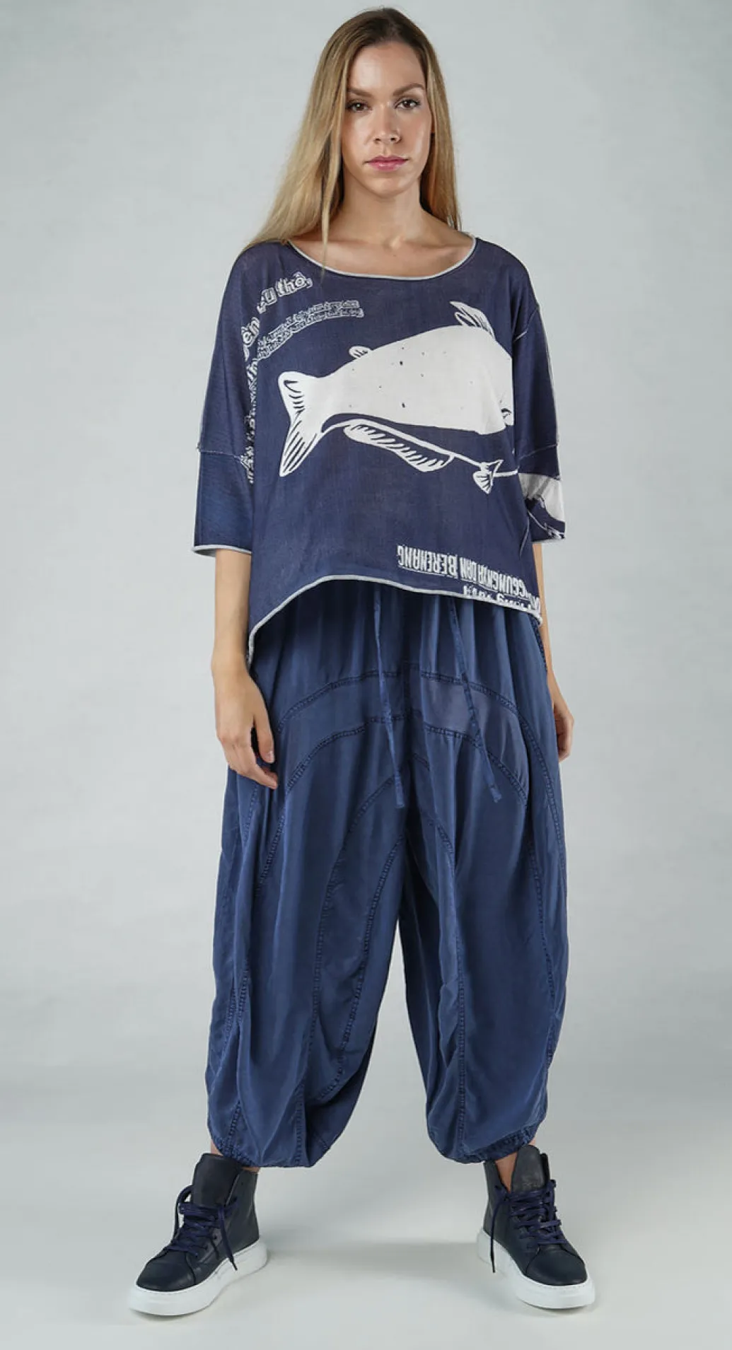 PRE-ORDER - Short Pullover in Aqua Print (Pictured in Navy Print)
