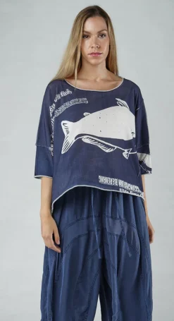 PRE-ORDER - Short Pullover in Black Print (Pictured in Navy Print)