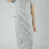 PRE-ORDER - Short Sleeve Fitted Dress in Malibu (Pictured in Grey)