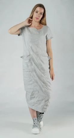 PRE-ORDER - Short Sleeve Fitted Dress in Navy (Pictured in Grey)