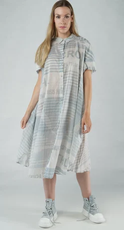 PRE-ORDER - Short Sleeve Lightweight Shirt Dress in Black Print (Pictured in Grey Print)