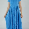 PRE-ORDER - Short Sleeve Tulip Hem Dress in Navy Pigment (Pictured in Malibu Pigment)