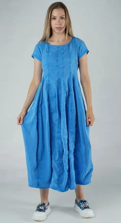 PRE-ORDER - Short Sleeve Tulip Hem Dress in Navy Pigment (Pictured in Malibu Pigment)