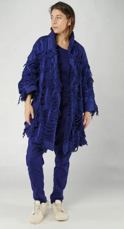 PRE-ORDER - Shredded Coat in Black (Pictured in Ocean)