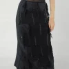 PRE-ORDER - Shredded Front Skirt in Ocean (Pictured in Black)