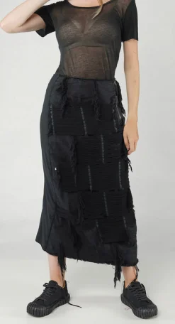 PRE-ORDER - Shredded Front Skirt in Black