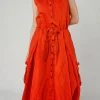 PRE-ORDER - Sleeveless Button-Down Dress in Royal (Pictured in Mandarine)