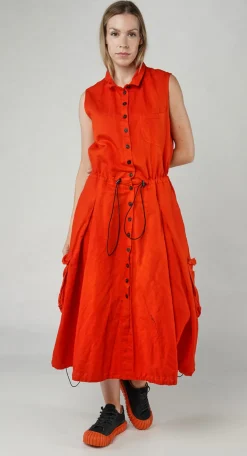 PRE-ORDER - Sleeveless Button-Down Dress in Royal (Pictured in Mandarine)