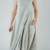 PRE-ORDER - Sleeveless Dress with Flared Insert in Malibu (Pictured in Grey)