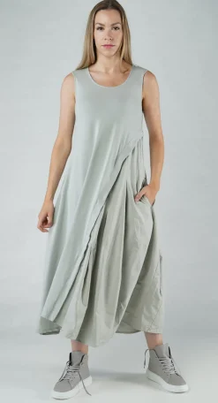 PRE-ORDER - Sleeveless Dress with Flared Insert in Malibu (Pictured in Grey)