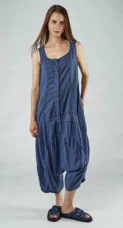 PRE-ORDER - Sleeveless Jumpsuit with Curved Seams in Navy Pigment