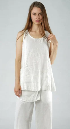 PRE-ORDER - Sleeveless Linen Top in Navy (Pictured in Offwhite)