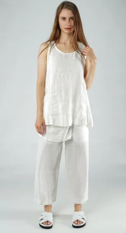 PRE-ORDER - Sleeveless Linen Top in Malibu (Pictured in Offwhite)