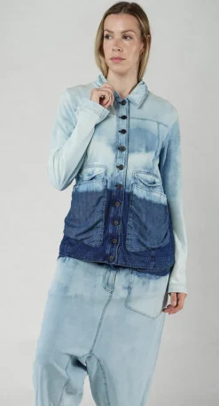 PRE-ORDER - Tailored Denim Jacket with Contrast Stitching in Mandarine Dye (Pictured in Stonewash)