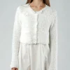 PRE-ORDER - Textured Cropped Cardigan in Navy (Pictured in Offwhite)